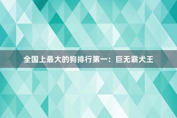 全国上最大的狗排行第一：巨无霸犬王